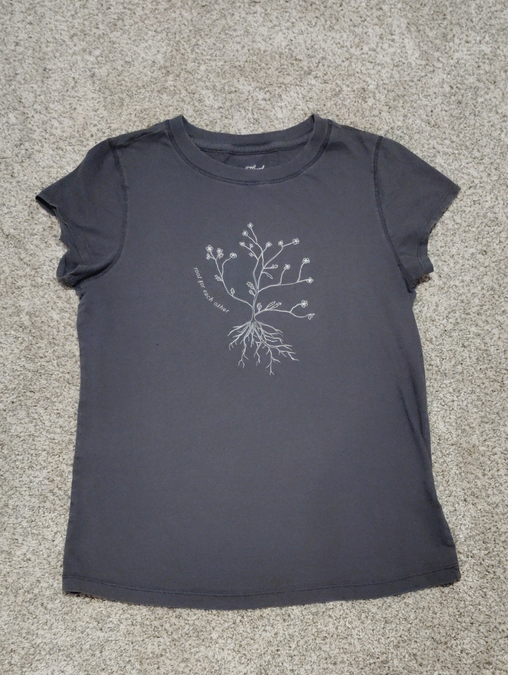 Universal Thread Charcoal Short Sleeve Tee with White Botanical Graphic